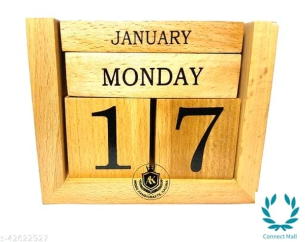 Mini Desk Calender  - LXH:11.5X9cm, Wood